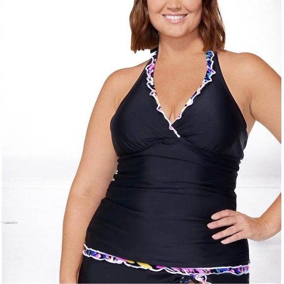 🌻NEW w.tags Island Escape Plus Size Mariposa Underwire Halterkini Size 20W - Picture 1 of 11